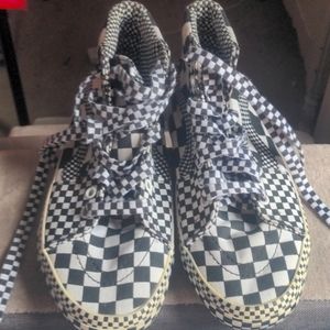 Checkered laced Vans